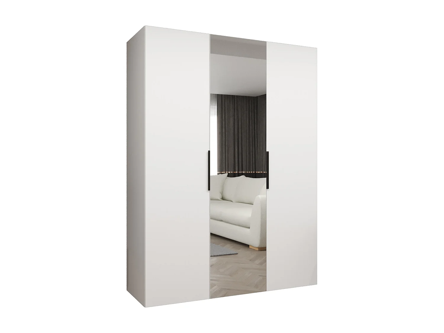 Armoire à portes battantes Marbella 2 202/150/52 3 portes (blanc/noir)