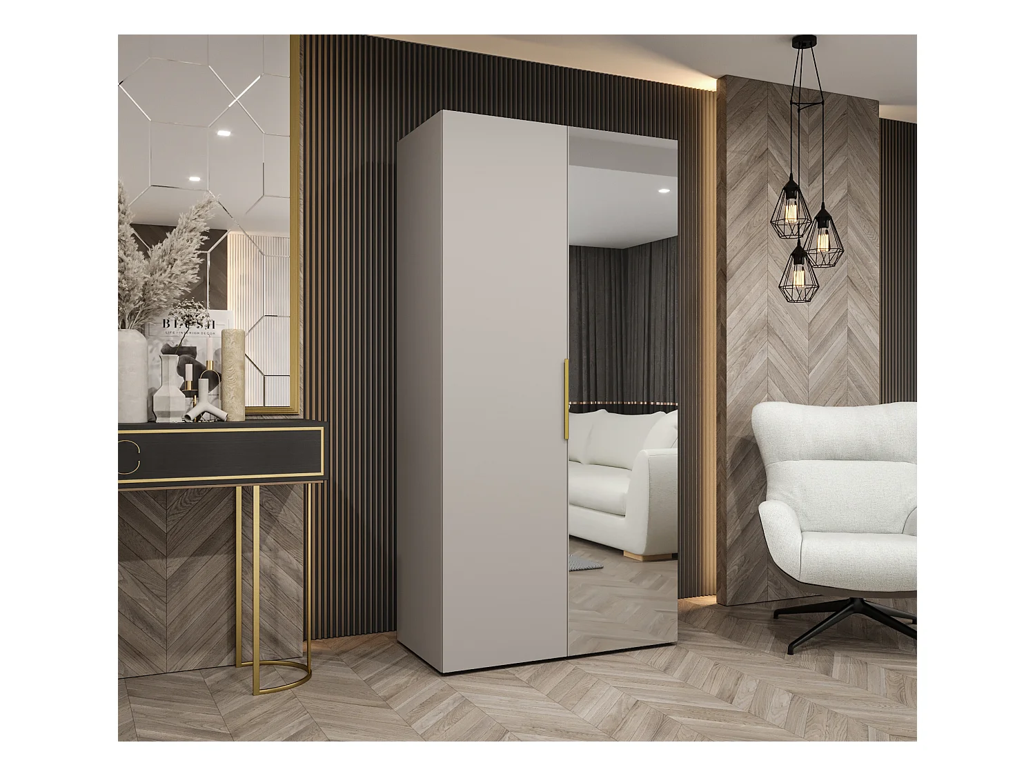 Drehtürenschrank Marbella 2 202/100/52 2-türig (Kaschmir|Gold)