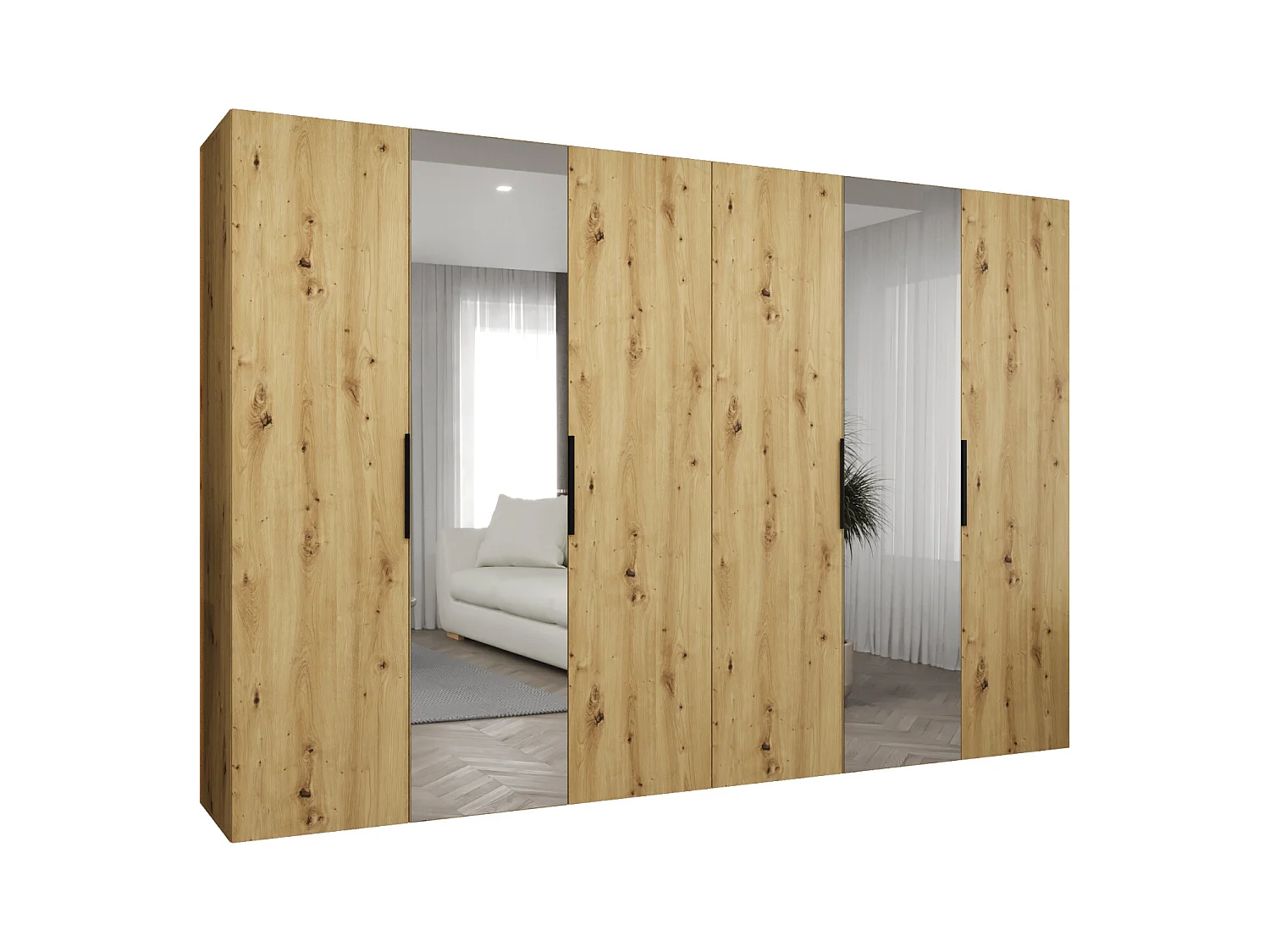 Armoire à portes battantes Marbella 2 202/300/52 6 portes (artisan/noir)