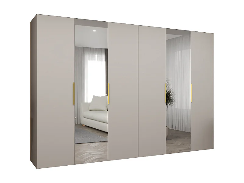 Armadio Marbella 2 con ante battenti 202/300/52 6 ante (cachemire/d'oro)