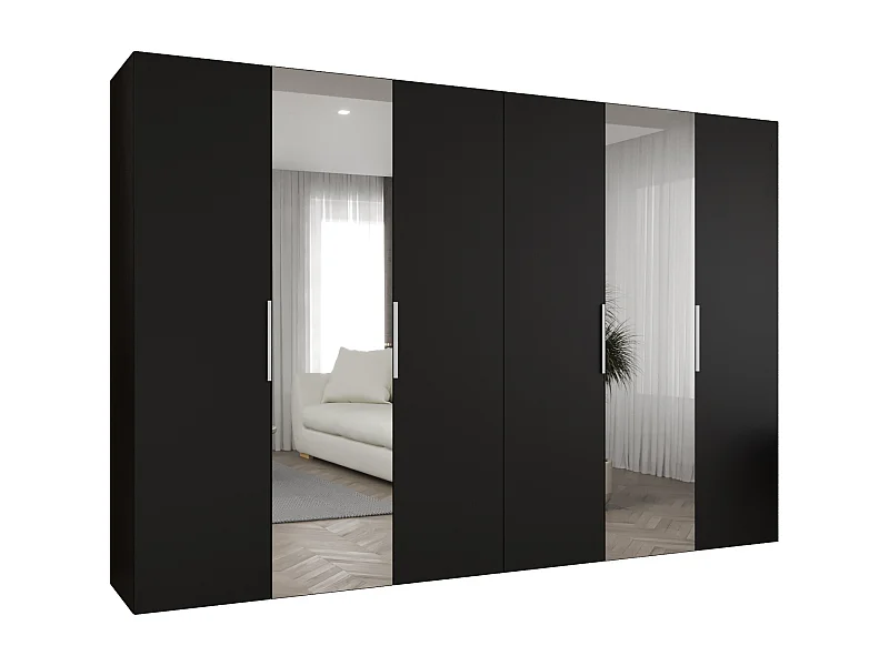Drehtürenschrank Marbella 2 202/300/52 6-türig (Schwarz|Kaschmir)