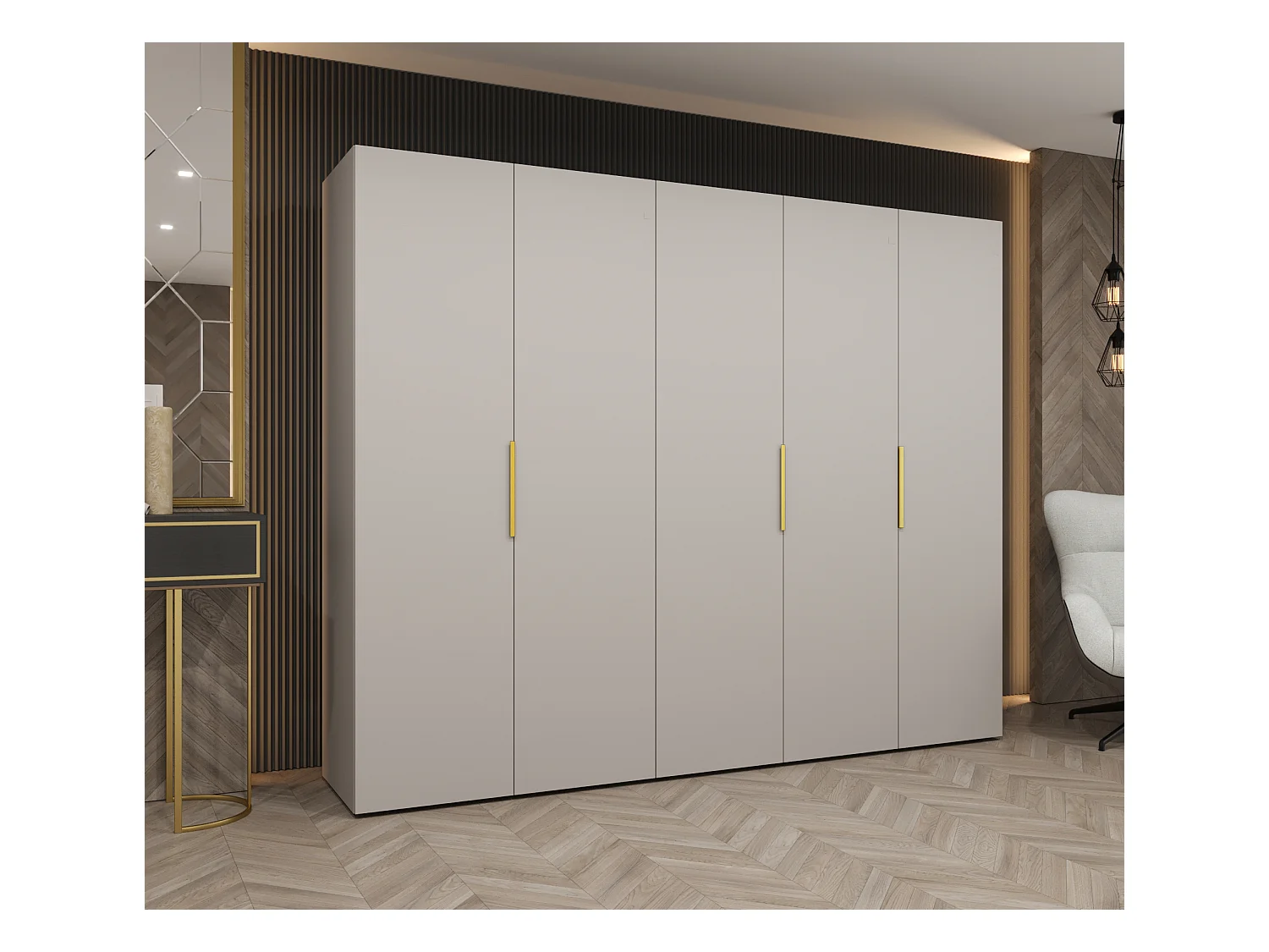 Draaideurkast Marbella 1 202/250/52 5-deurs (kasjmier/goud)