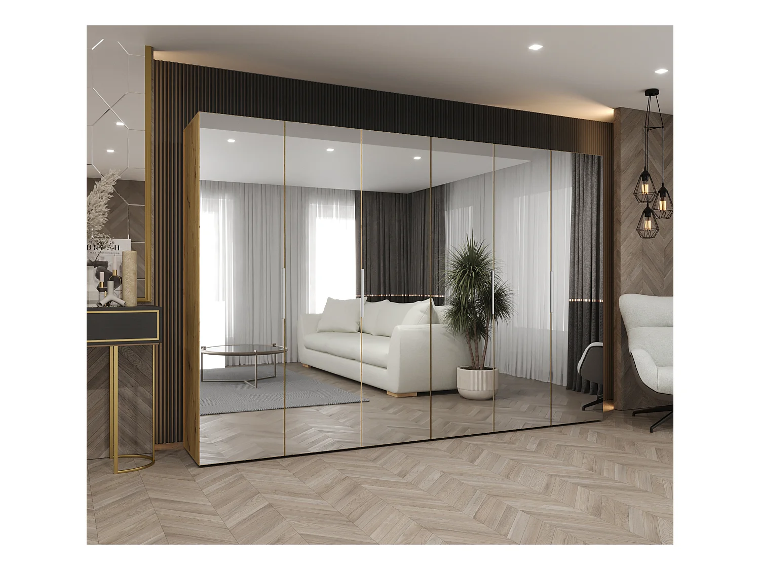 Armoire à portes battantes Marbella 3 202/300/52 6 portes (artisan/cachemire)