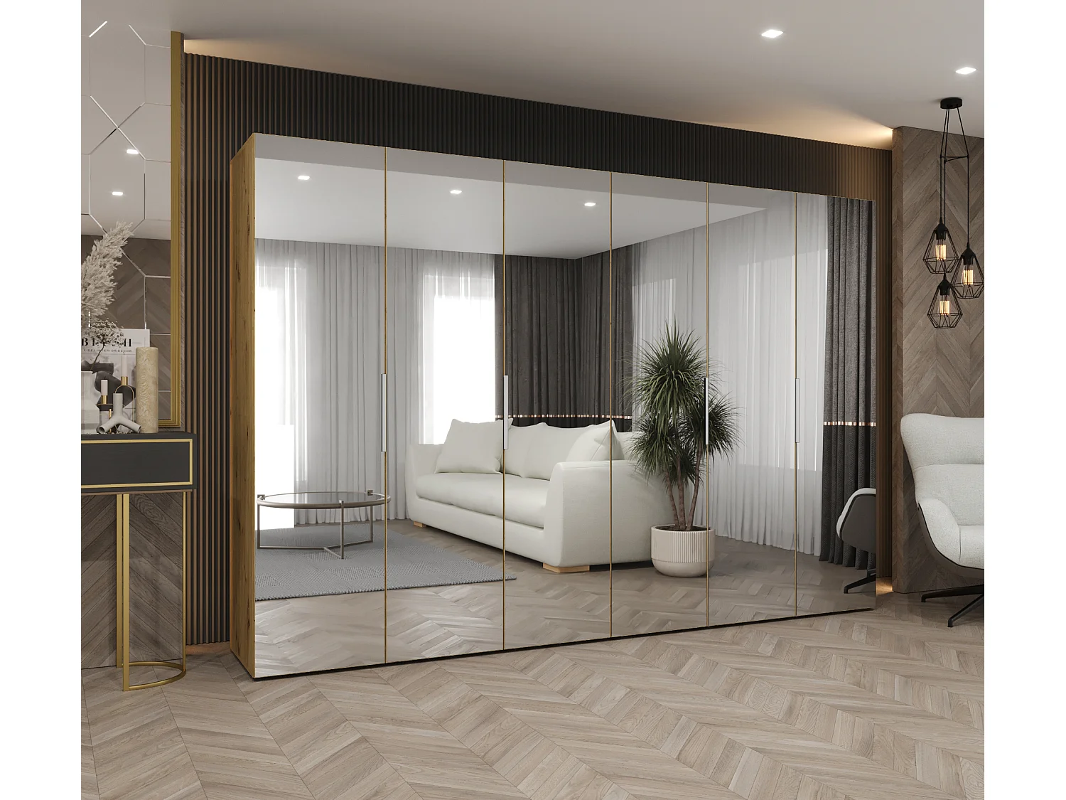 Armoire à portes battantes Marbella 3 202/300/52 6 portes (artisan/cachemire)