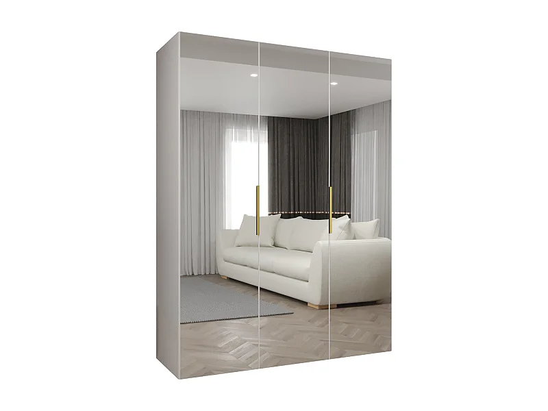 Armoire à portes battantes Marbella 3 202/150/52 3 portes (blanc/doré)