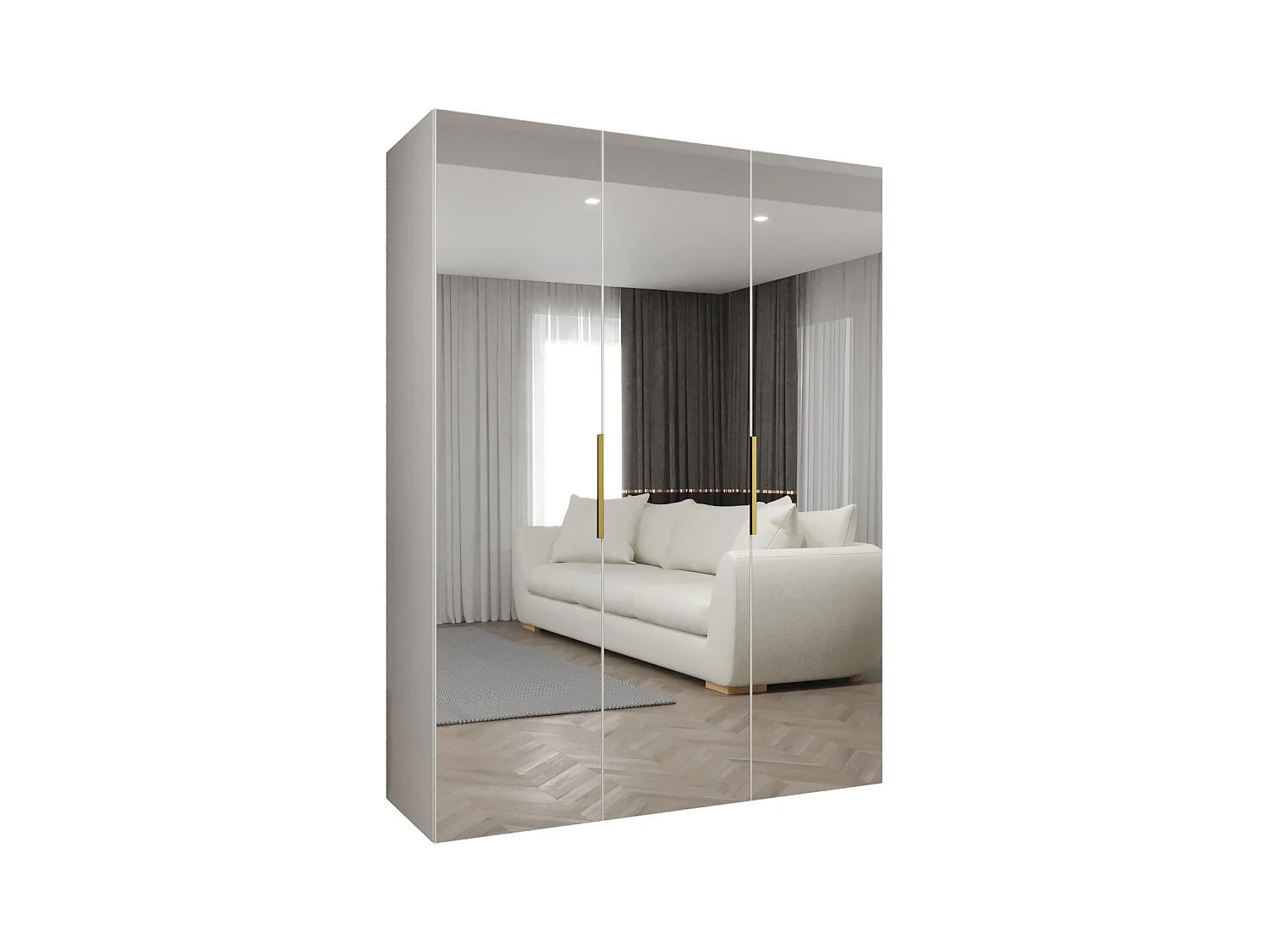 Armoire à portes battantes Marbella 3 202/150/52 3 portes (blanc/doré)