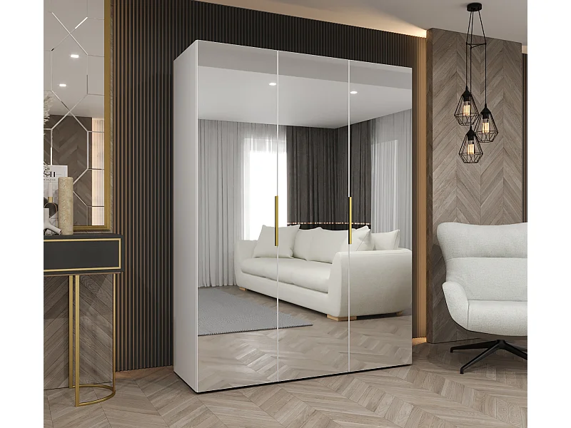 Draaideurkast Marbella 3 202/150/52 3-deurs (wit/goud)