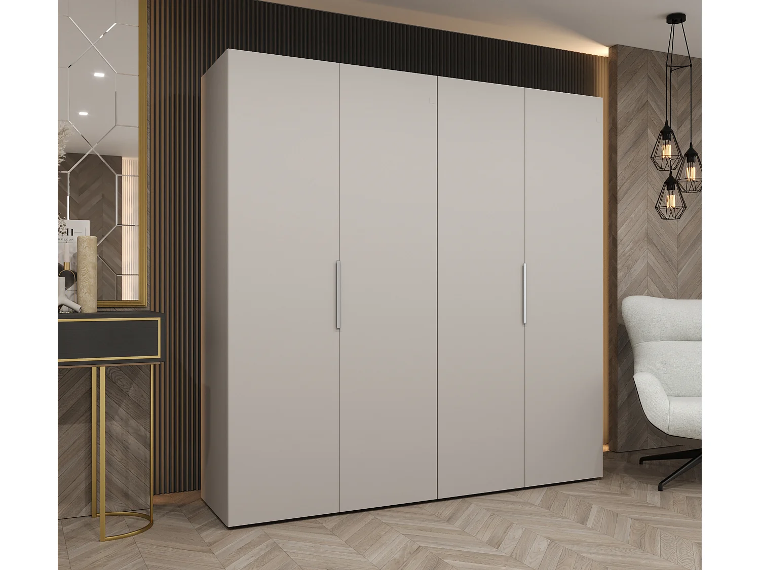 Armoire à portes battantes Marbella 1 202/200/52 4 portes (cachemire/cachemire)