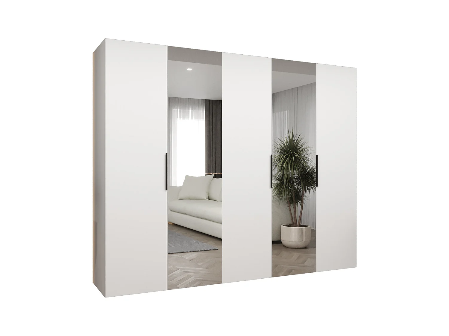 Armoire à portes battantes Marbella 2 202/250/52 5 portes (blanc/noir)