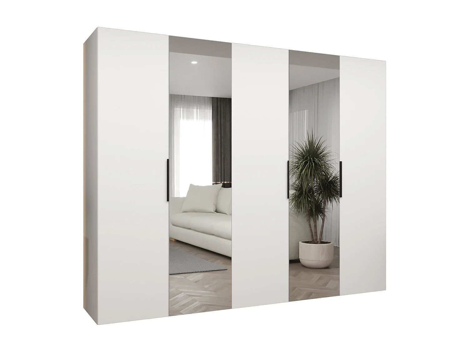 Armoire à portes battantes Marbella 2 202/250/52 5 portes (blanc/noir)