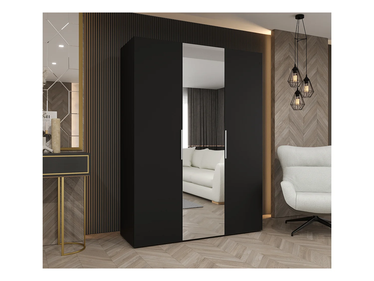 Armoire à portes battantes Marbella 2 202/150/52 3 portes (noir/cachemire)