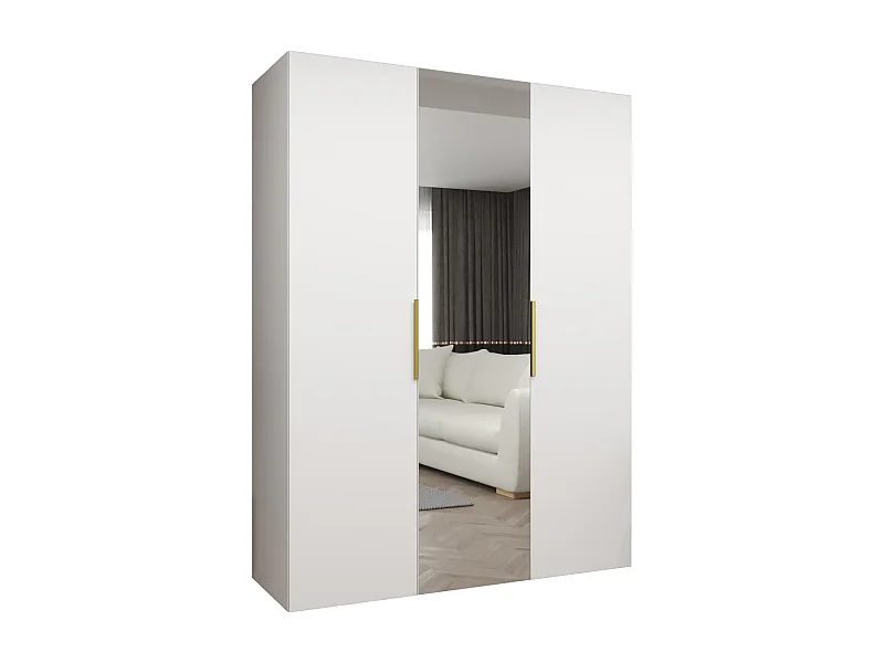 Armoire à portes battantes Marbella 2 202/150/52 3 portes (blanc/doré)