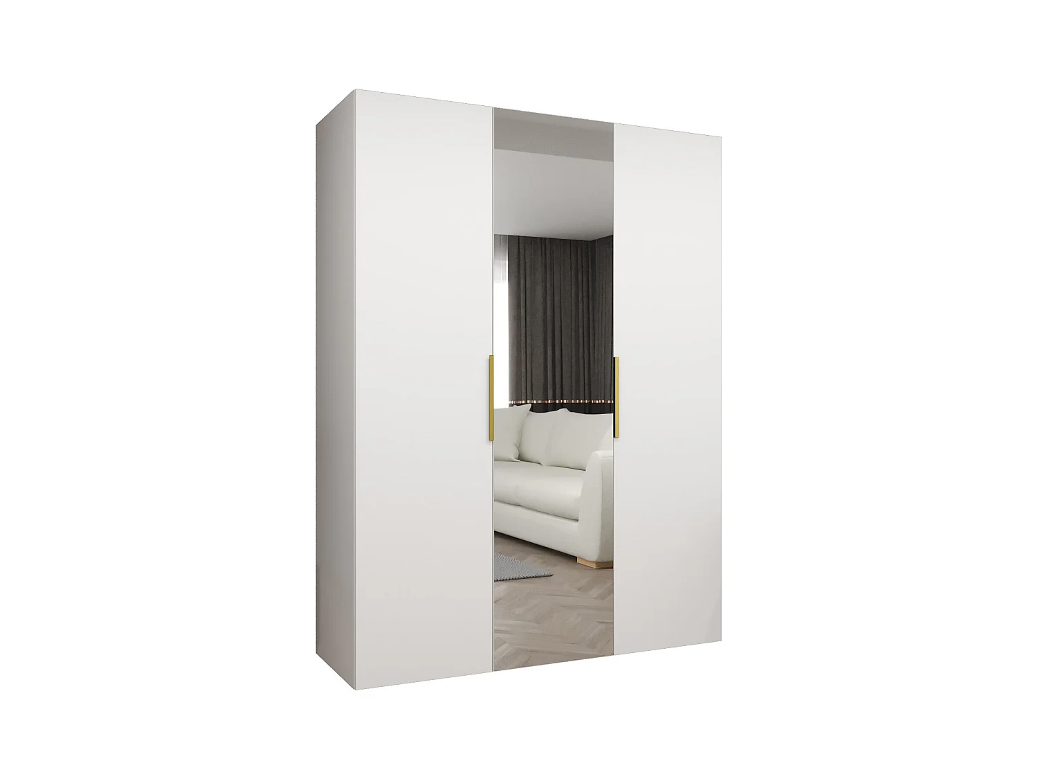 Armoire à portes battantes Marbella 2 202/150/52 3 portes (blanc/doré)