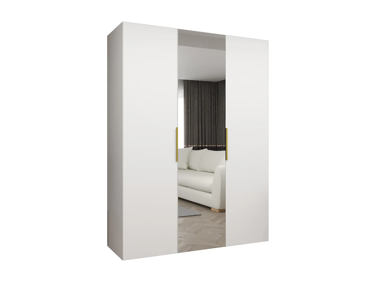 Armoire à portes battantes Marbella 2 202/150/52 3 portes (blanc/doré)