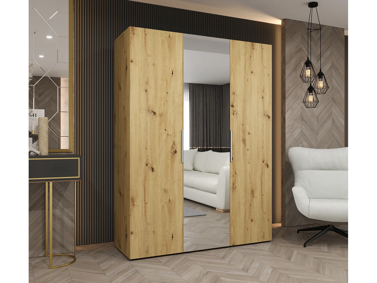 Armario Marbella 2 con puertas batientes 202/150/52 3 puertas (artisan/cachemira)