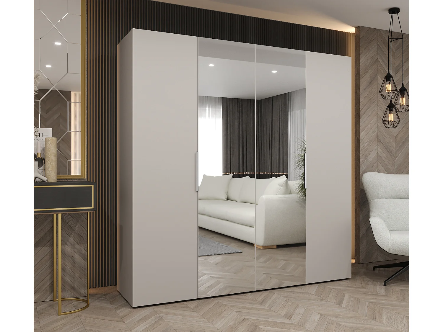 Armoire à portes battantes Marbella 2 202/200/52 4 portes (cachemire/cachemire)