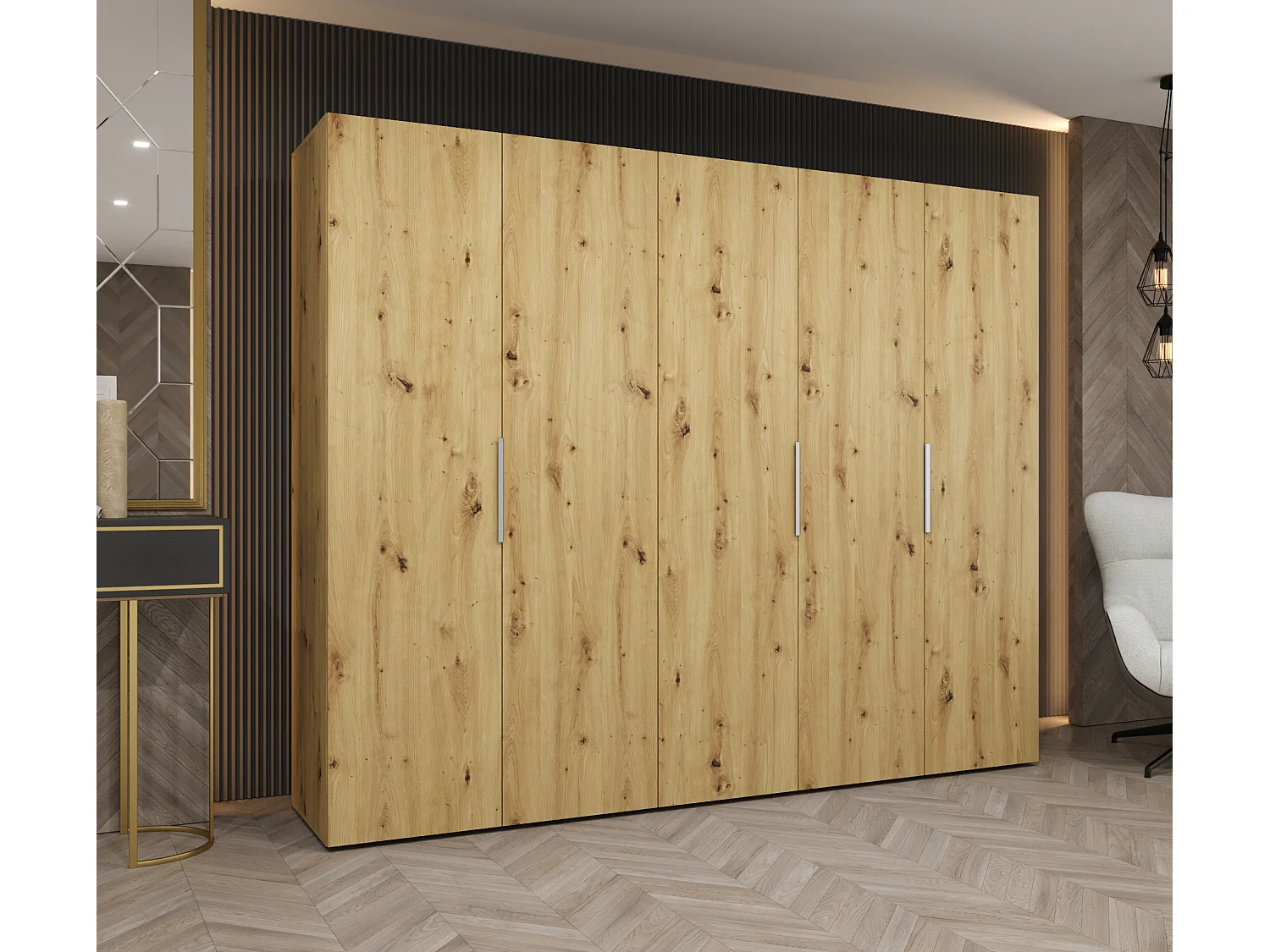 Armoire à portes battantes Marbella 1 202/250/52 5 portes (artisan/cacemire)