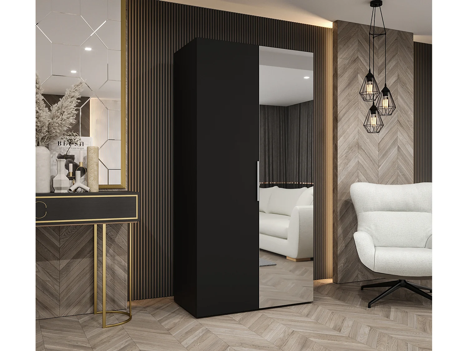 Armario Marbella 2 con puertas batientes 202/100/52 2 puertas (negro/cachemira)