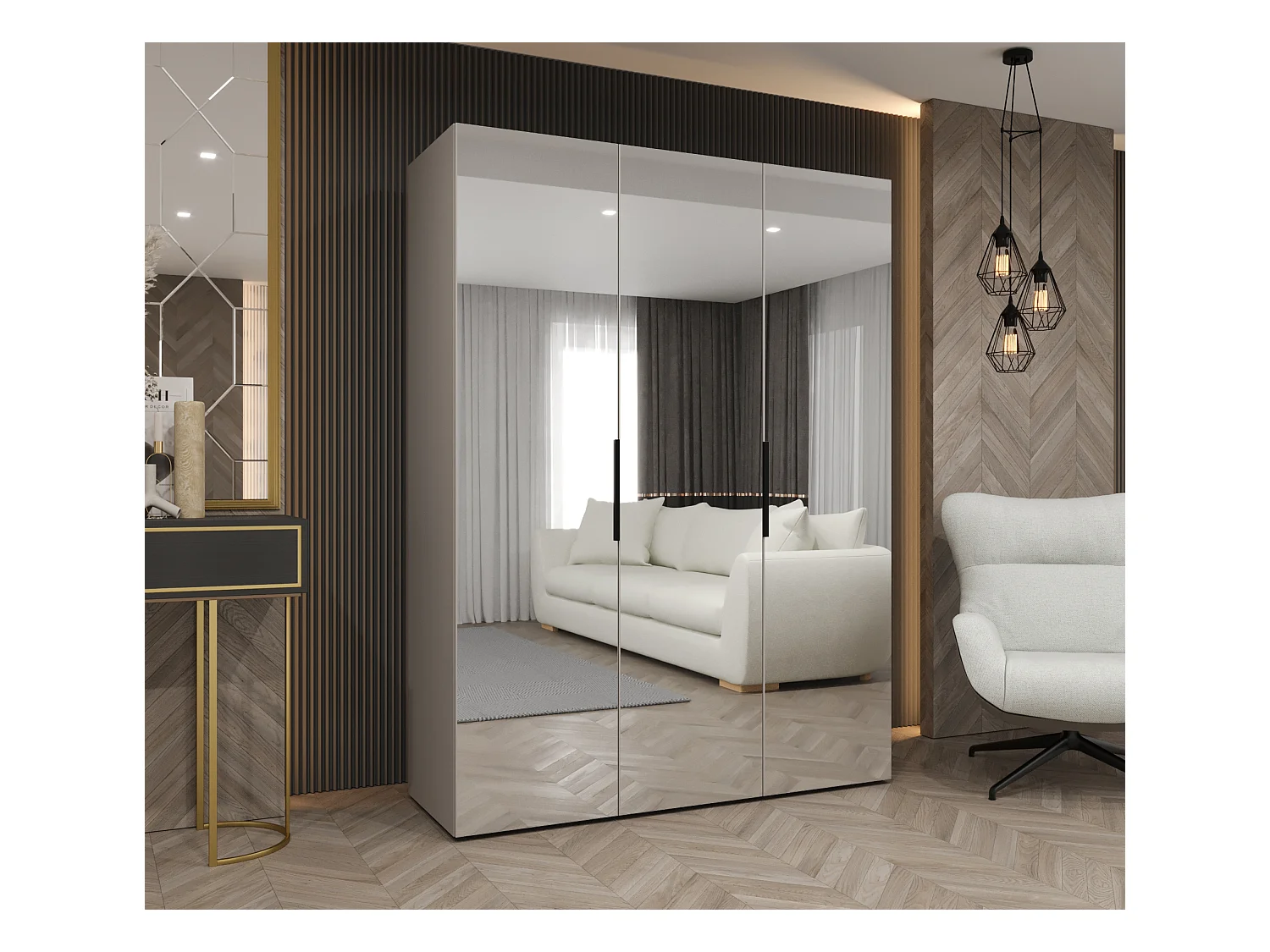 Armadio Marbella 3 con ante battenti 202/150/52 3 ante (cachemire/nero)