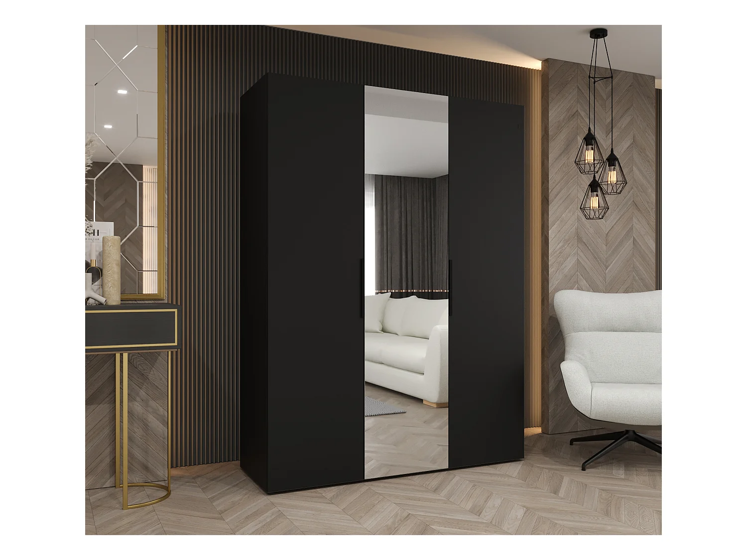 Armoire à portes battantes Marbella 2 202/150/52 3 portes (noir/noir)