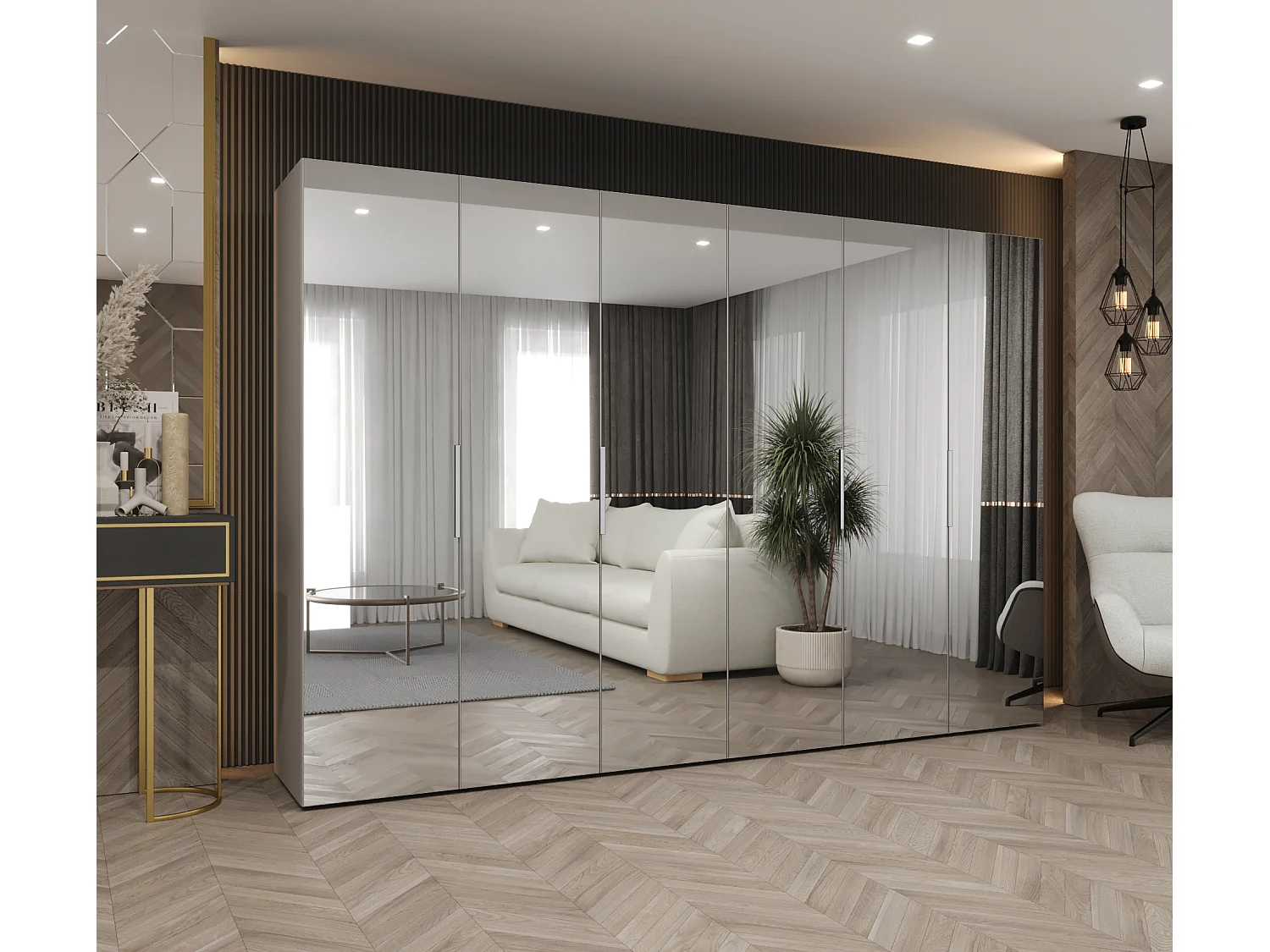 Armoire à portes battantes Marbella 3 202/300/52 6 portes (cachemire/cachemire)