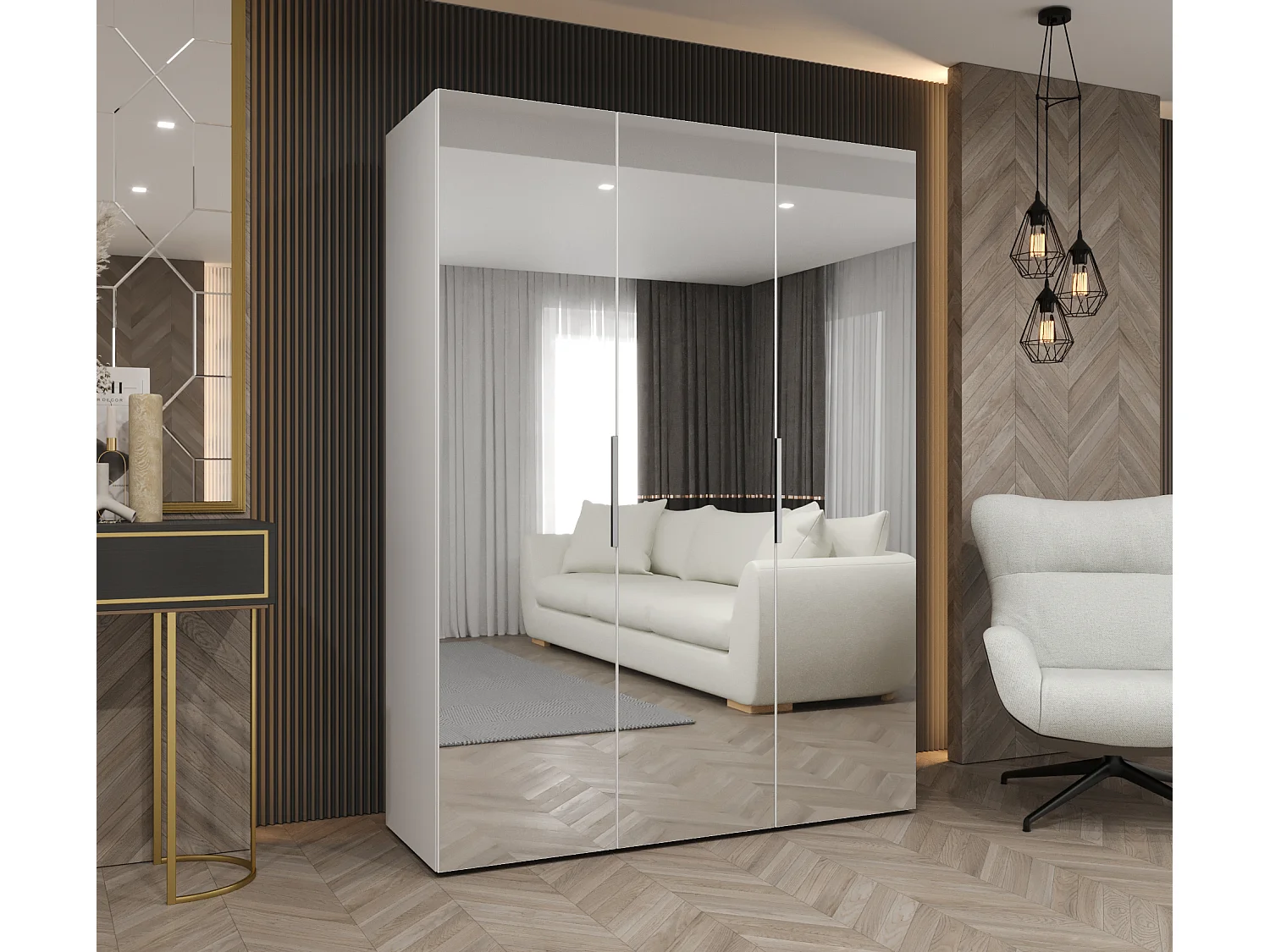 Armoire à portes battantes Marbella 3 202/150/52 3 portes (blanc/cachemire)