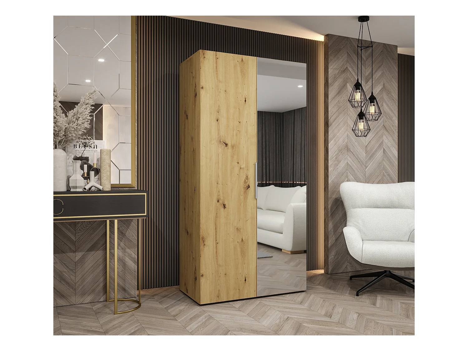 Armoire à portes battantes Marbella 2 202/100/52 2 portes (artisan/cachemire)