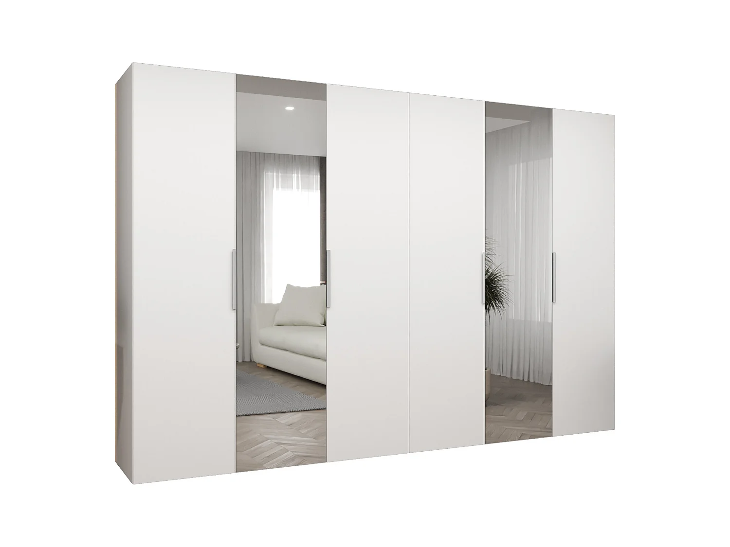 Armoire à portes battantes Marbella 2 202/300/52 6 portes (blanc/cachemire)