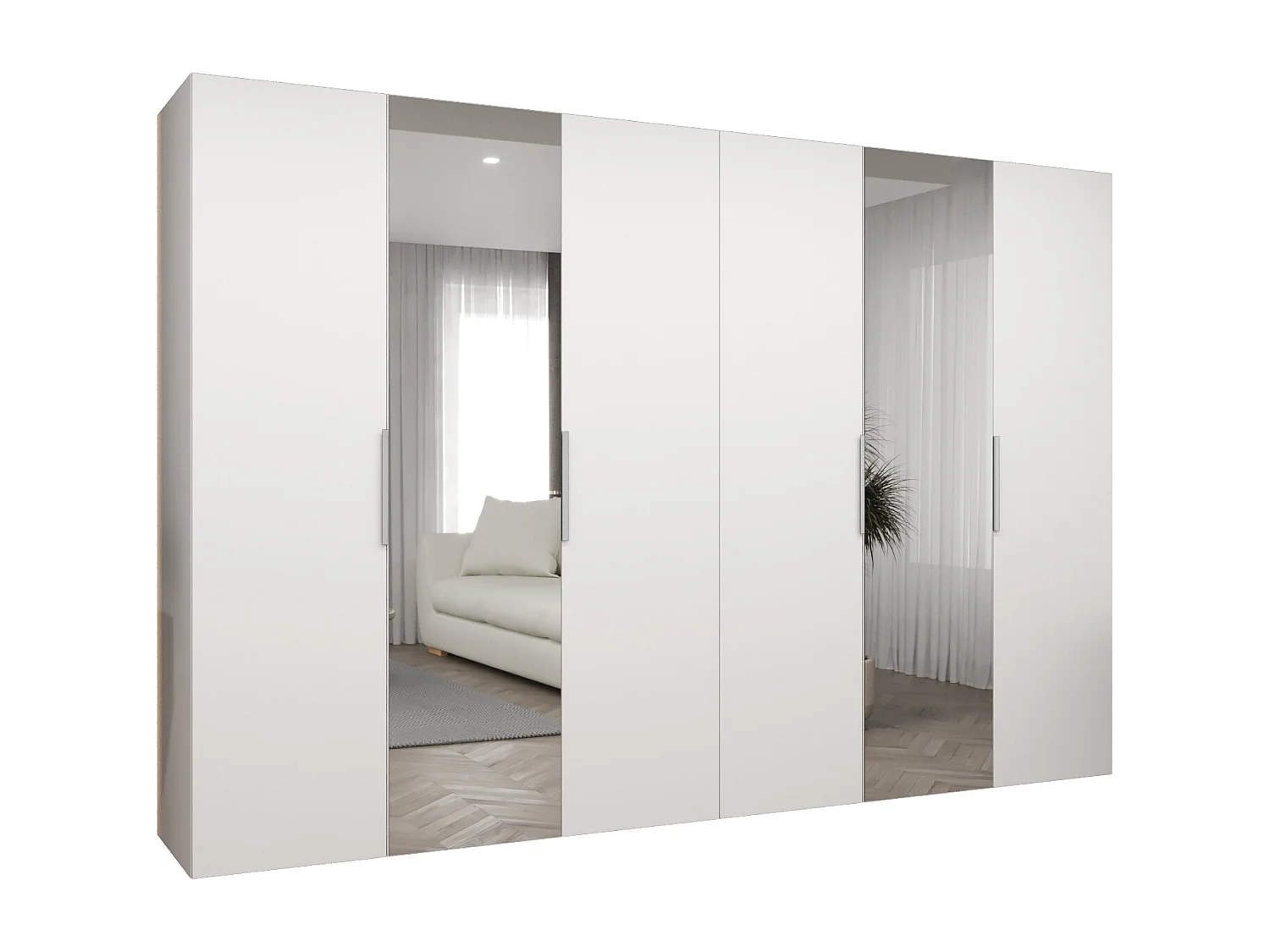 Armoire à portes battantes Marbella 2 202/300/52 6 portes (blanc/cachemire)