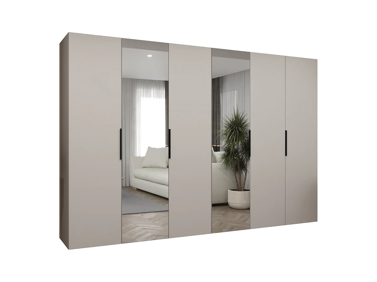 Armoire à portes battantes Marbella 2 202/300/52 6 portes (cachemire/noir)