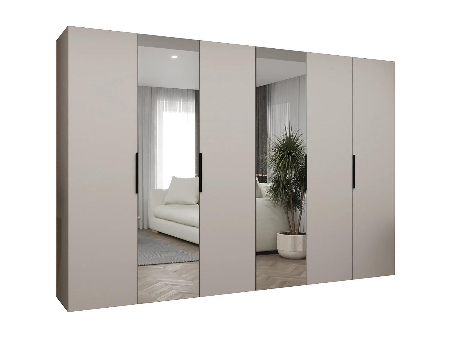 Armoire à portes battantes Marbella 2 202/300/52 6 portes (cachemire/noir)