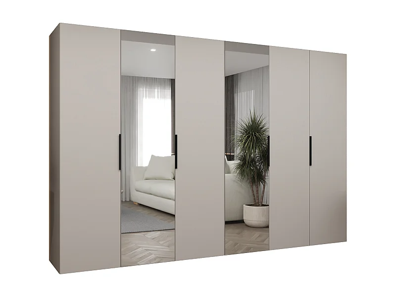 Drehtürenschrank Marbella 2 202/300/52 6-türig (Kaschmir|Schwarz)