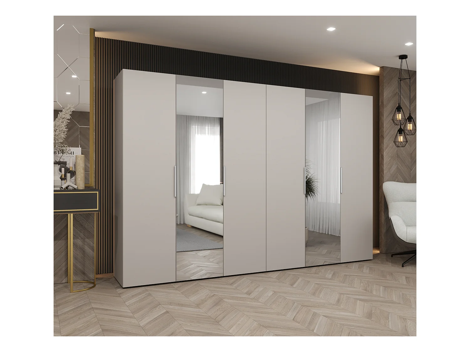 Armoire à portes battantes Marbella 2 202/300/52 6 portes (cachemire/cachemire)