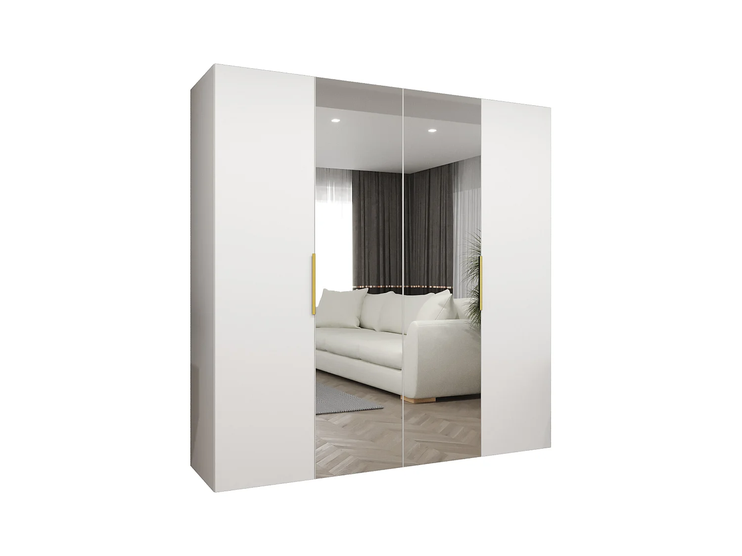 Armoire à portes battantes Marbella 2 202/200/52 4 portes (blanc/doré)