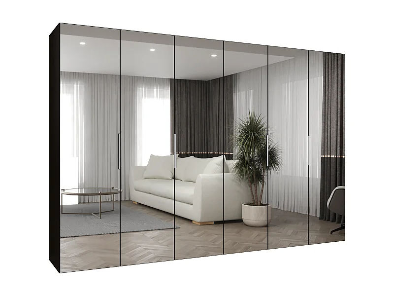 Drehtürenschrank Marbella 3 202/300/52 6-türig (Schwarz|Kaschmir)