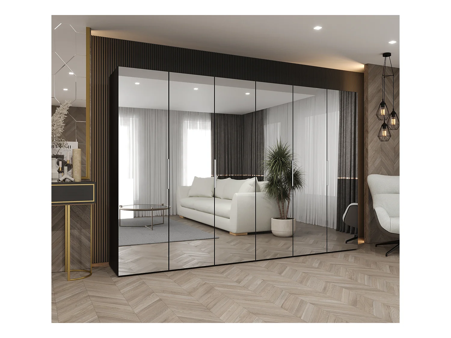 Armoire à portes battantes Marbella 3 202/300/52 6 portes (noir/cachemire)