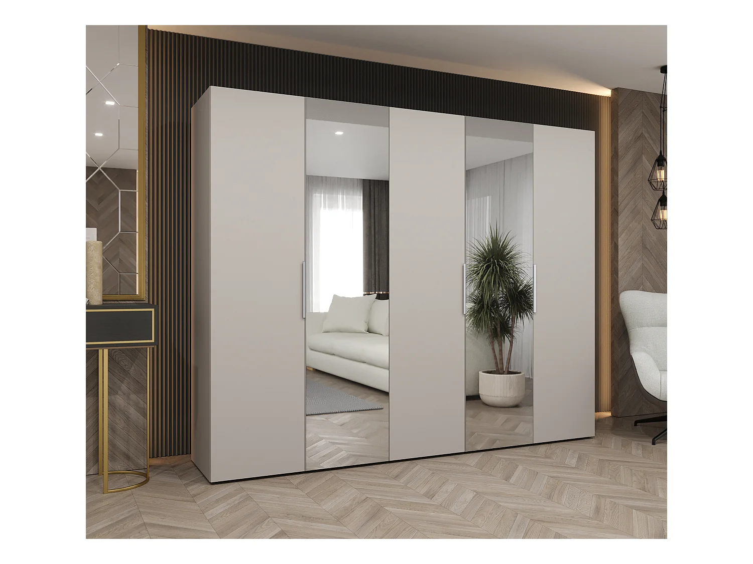 Armadio Marbella 2 con ante battenti 202/250/52 5 ante (cachemire/cachemire)