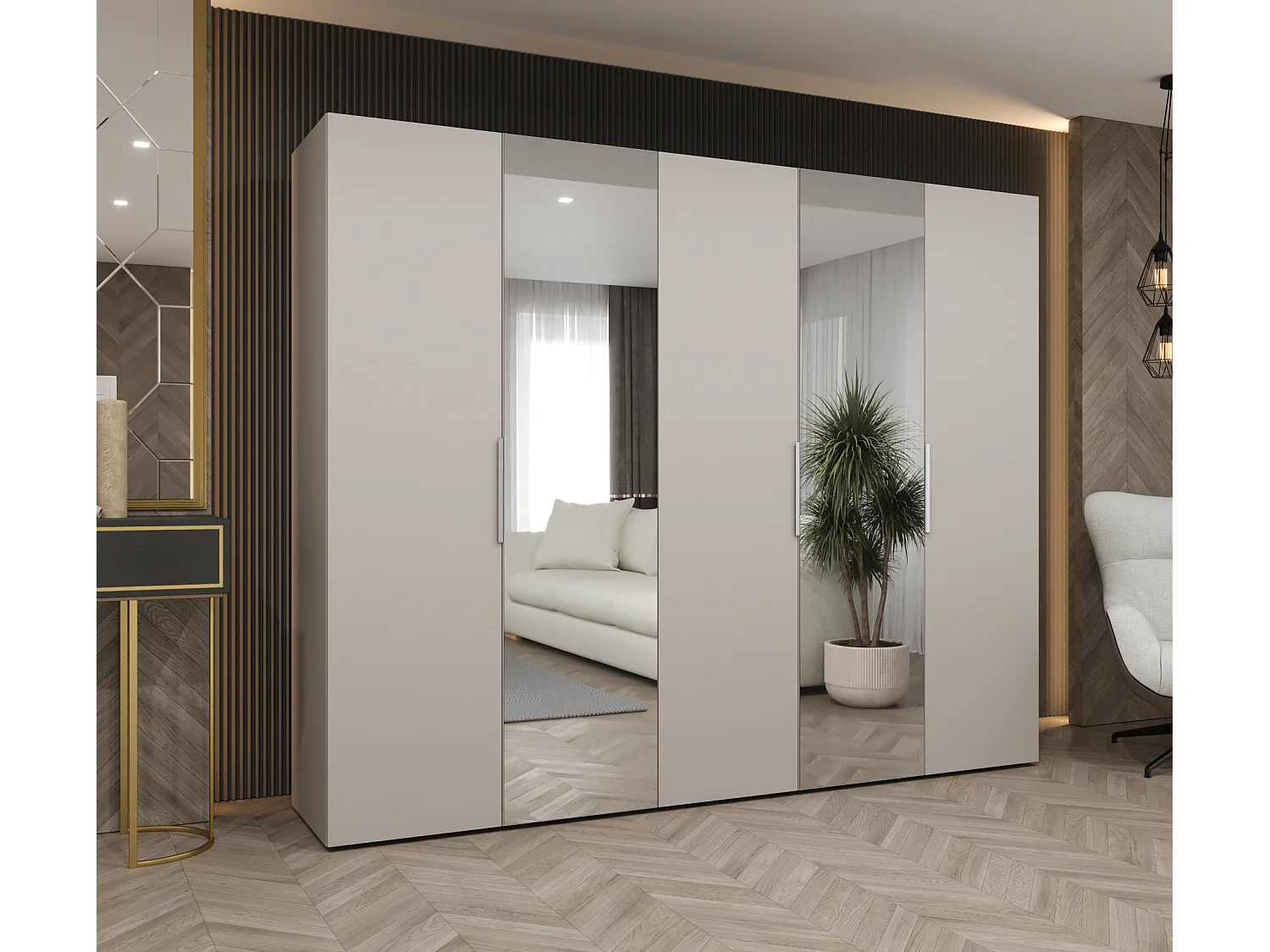 Armoire à portes battantes Marbella 2 202/250/52 5 portes (cachemire/cachemire)