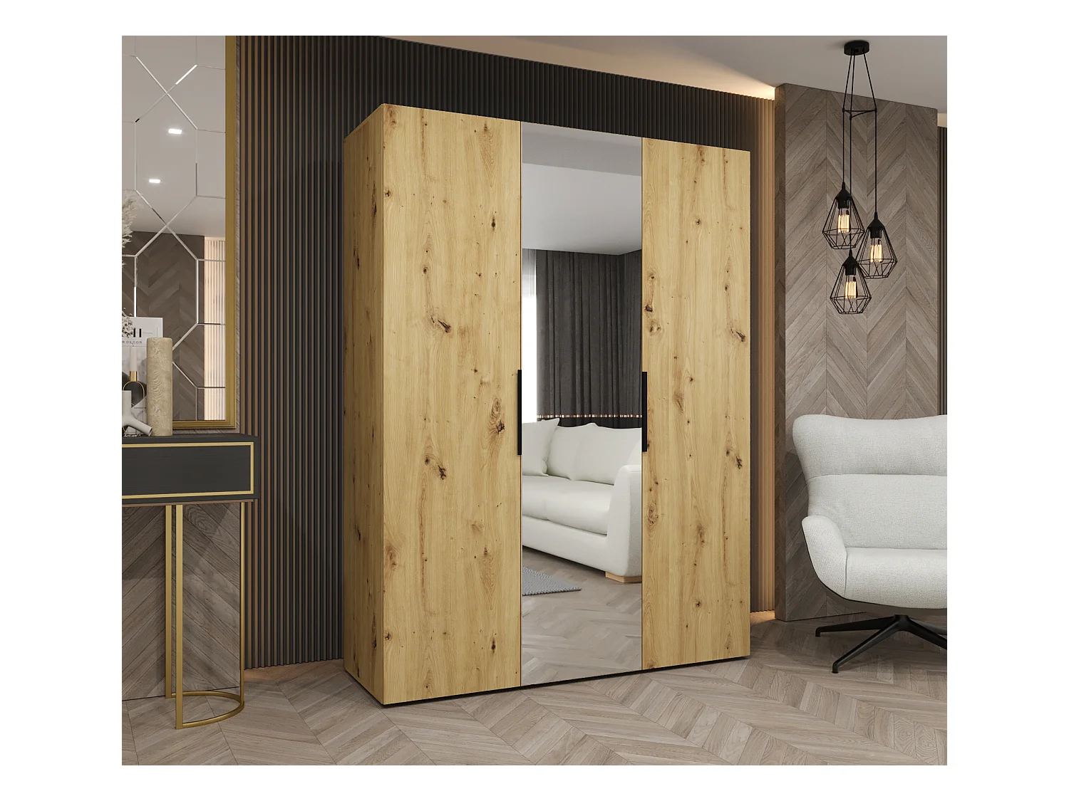 Armoire à portes battantes Marbella 2 202/150/52 3 portes (artisan/noir)