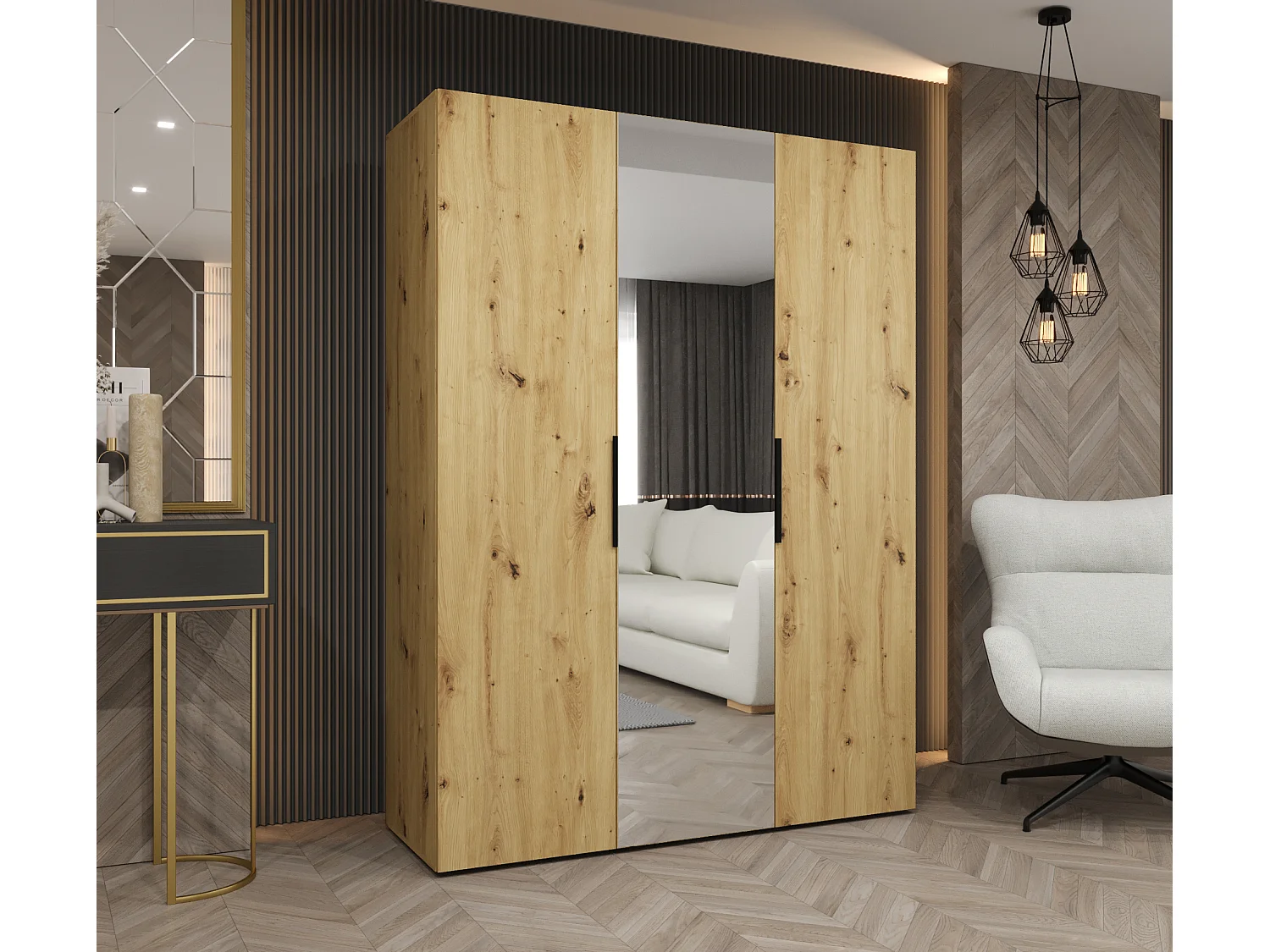 Armoire à portes battantes Marbella 2 202/150/52 3 portes (artisan/noir)