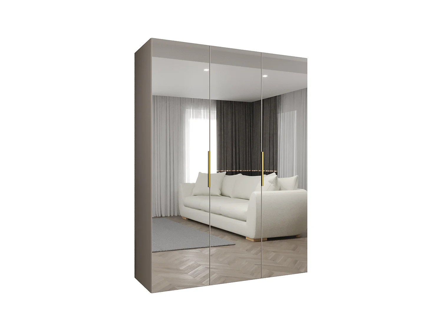 Armoire à portes battantes Marbella 3 202/150/52 3 portes (cachemire/doré)