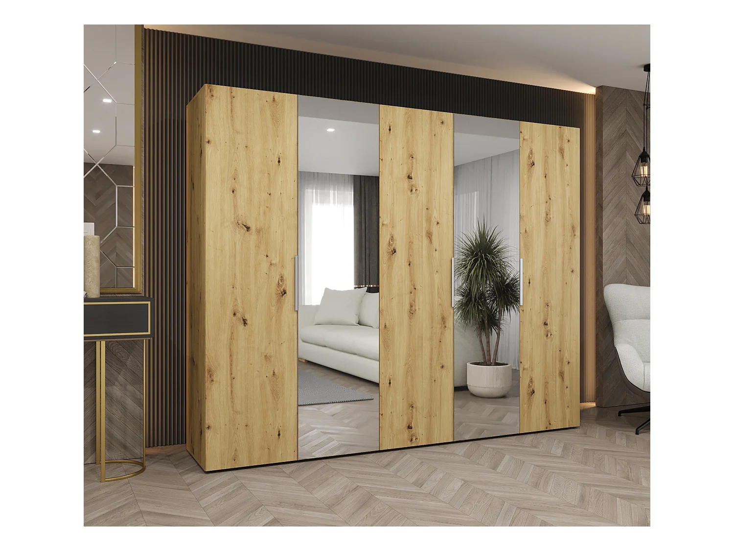 Armario Marbella 2 con puertas batientes  202/250/52 5 puertas (artisan/cachemira)