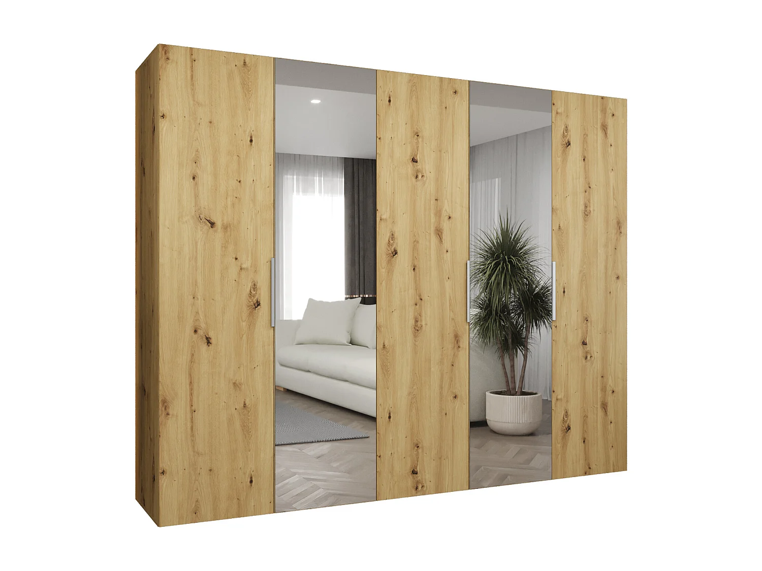 Armoire à portes battantes Marbella 2 202/250/52 5 portes (artisan/cacemire)