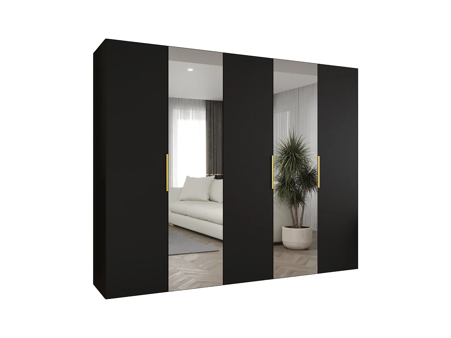 Armoire à portes battantes Marbella 2 202/250/52 5 portes (noir/doré)
