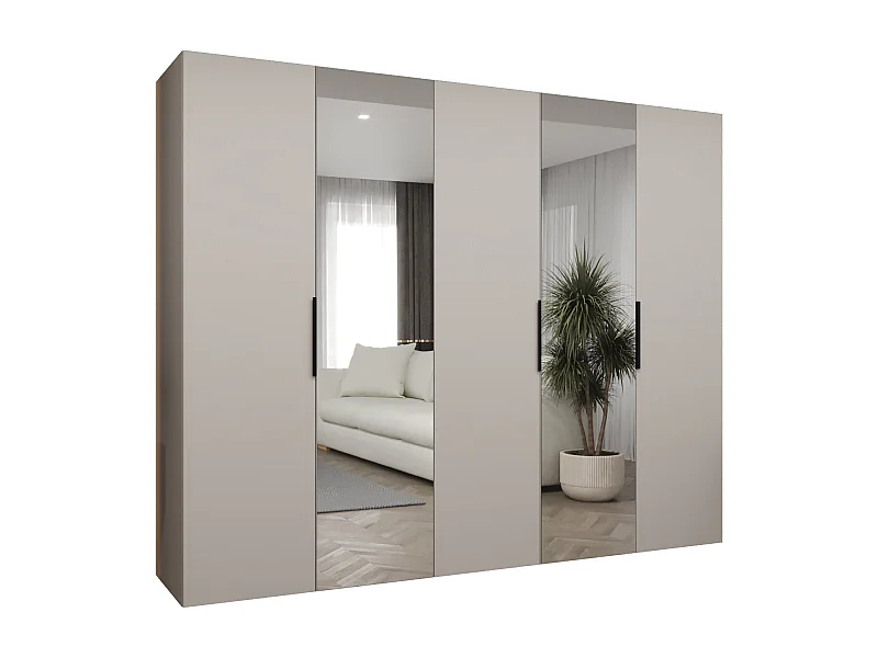 Drehtürenschrank Marbella 2 202/250/52 5-türig (Kaschmir|Schwarz)