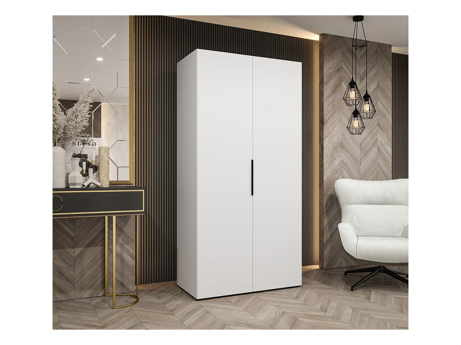 Armoire à portes battantes Marbella 1 202/100/52 2 portes (blanc/noir)