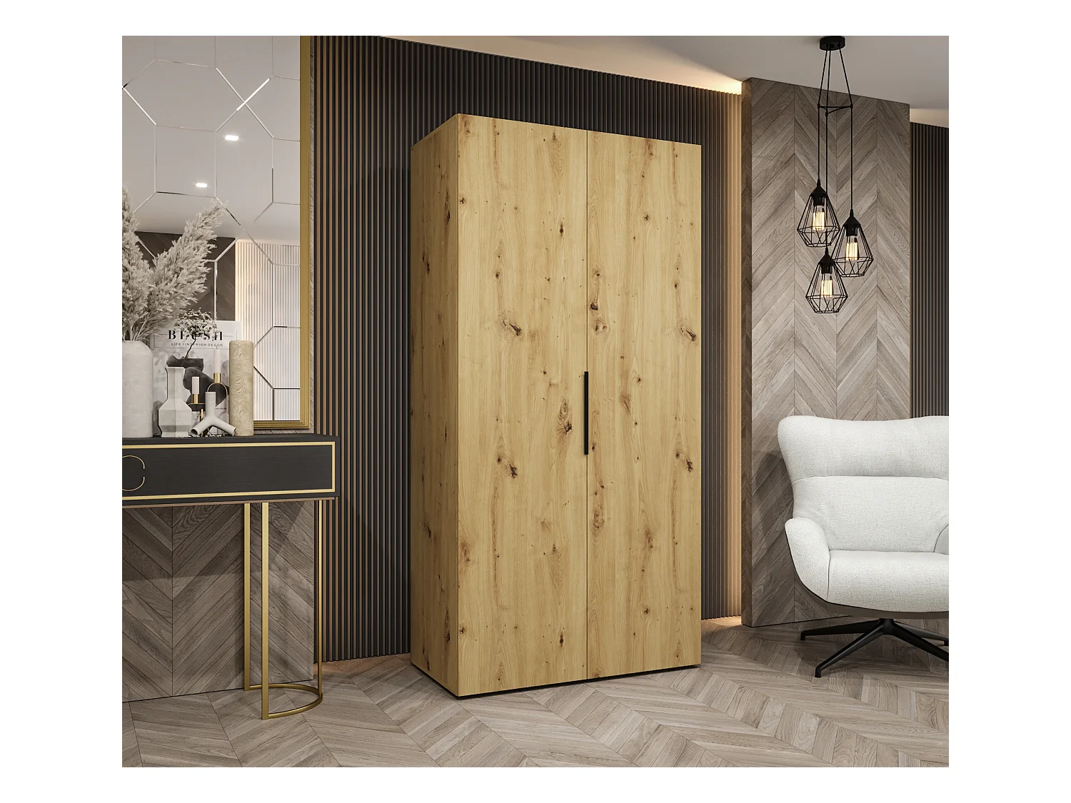 Armoire à portes battantes Marbella 1 202/100/52 2 portes (artisan/noir)