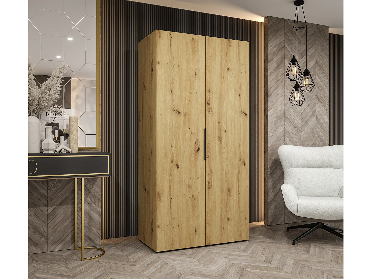 Armario Marbella 1 con puertas batientes   202/100/52 2 puertas (artisan/negro)