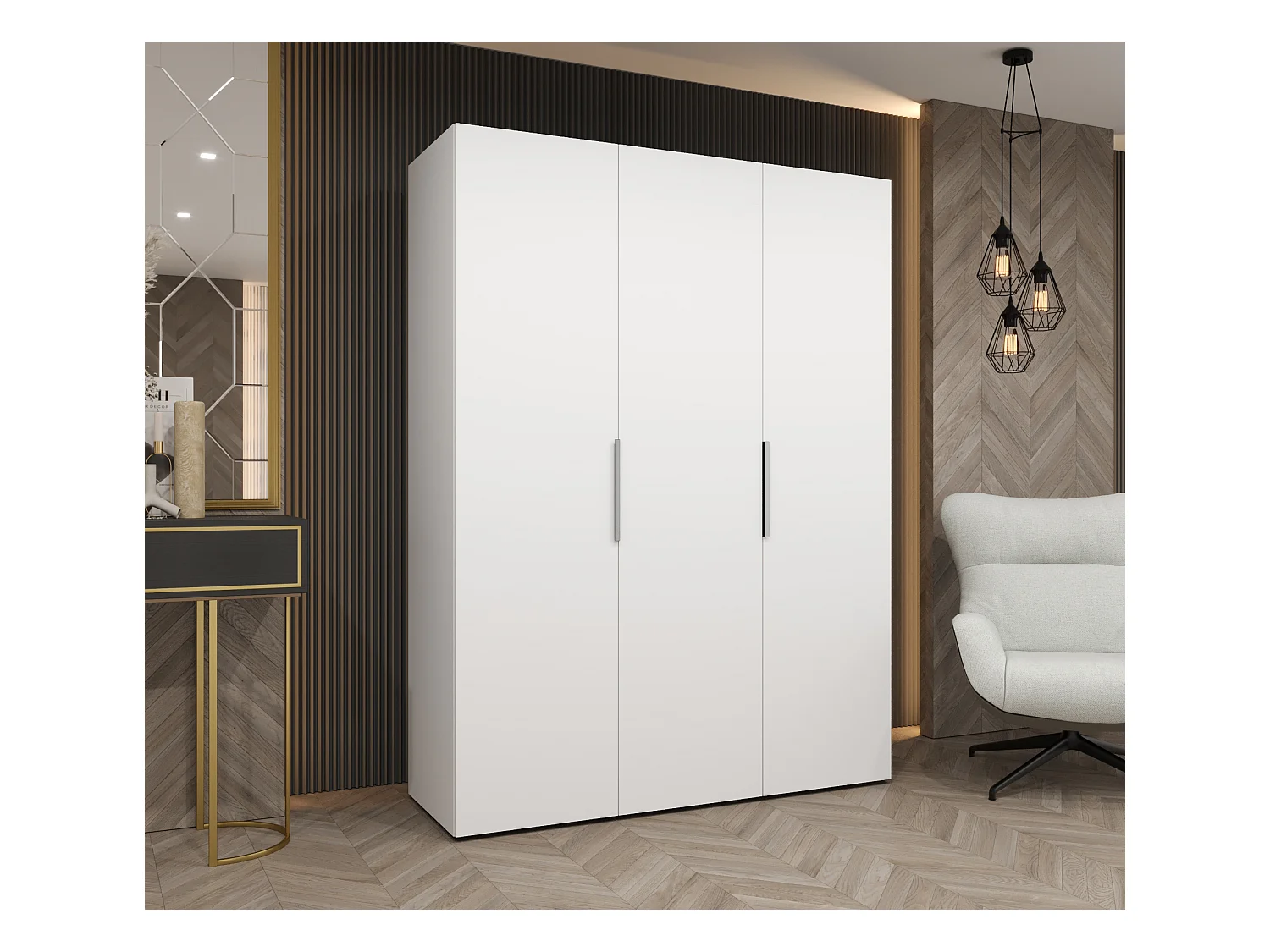 Armoire à portes battantes Marbella 1 202/150/52 3 portes (blanc/cachemire)