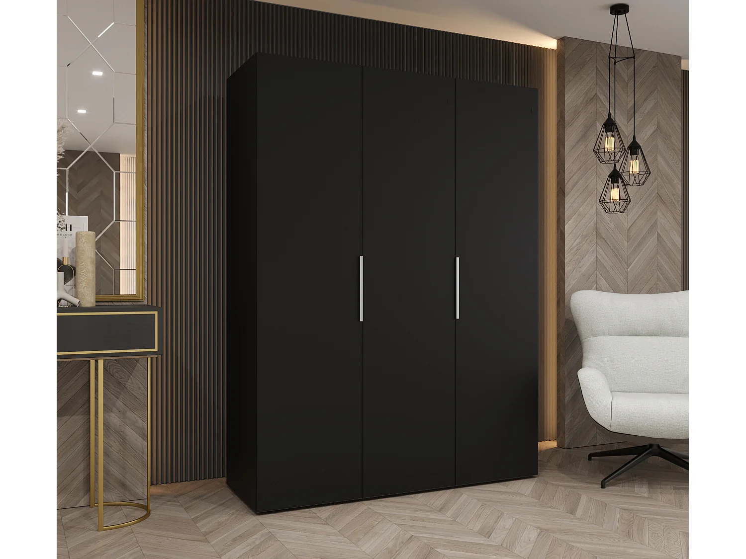 Draaideurkast Marbella 1 202/150/52 3-deurs (wit/goud)